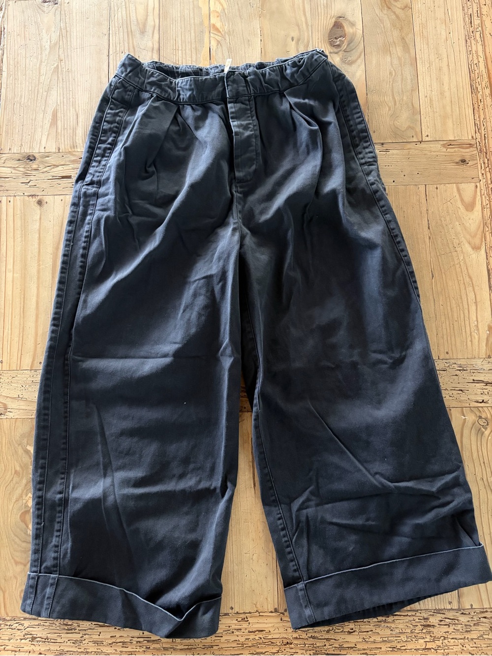 Free People Black Wide-Leg Cropped Trousers